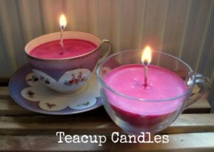 A tea cup candle